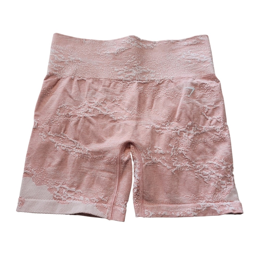 Gymshark Women Size M Adapt Camo Seamless Shorts Pink High Waist Compression